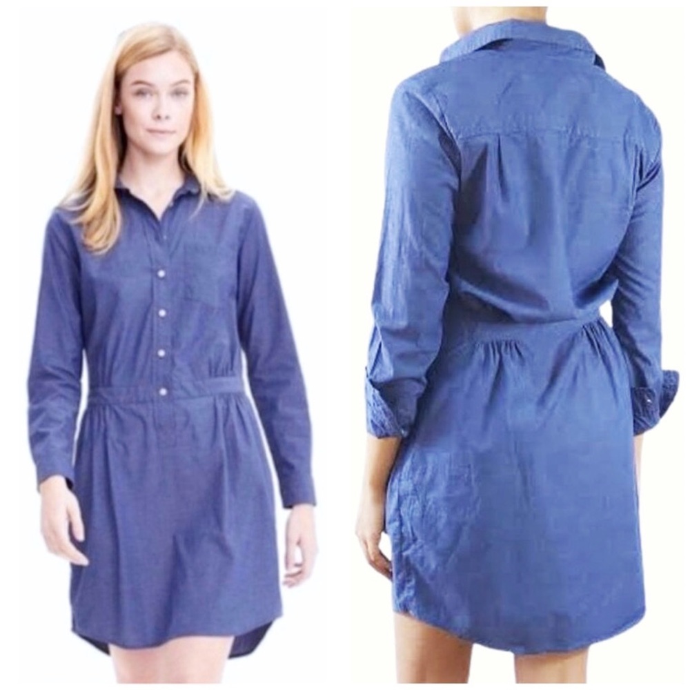 Banana Republic : size : 8 : casual blue denim chambray long sleeve shirt dress